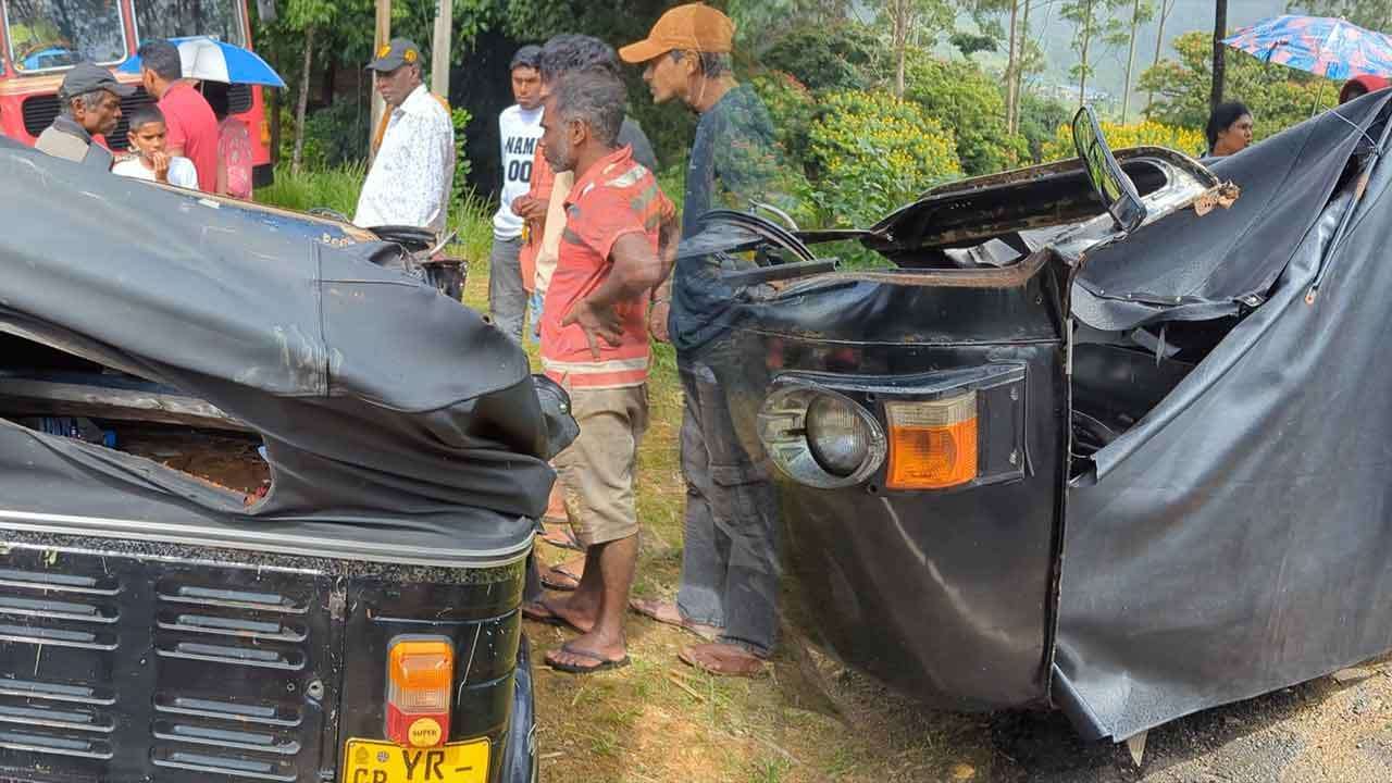 ත්රිරෝද රථ රියදුරුගේ අපරීක්ෂාකාරී රිය ධාවනයයෙන් බස් රියක ගැටී අනතුරක්
