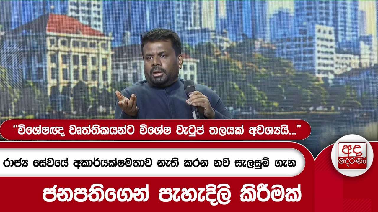 "විශේෂඥ වෘත්තිකයන්ට විශේෂ වැටුප් තලයක් අවශ්යයි..."